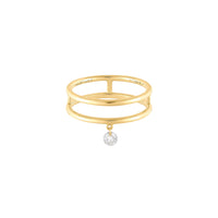 Bague Zeus double anneaux sertie d'un diamant - Or Jaune