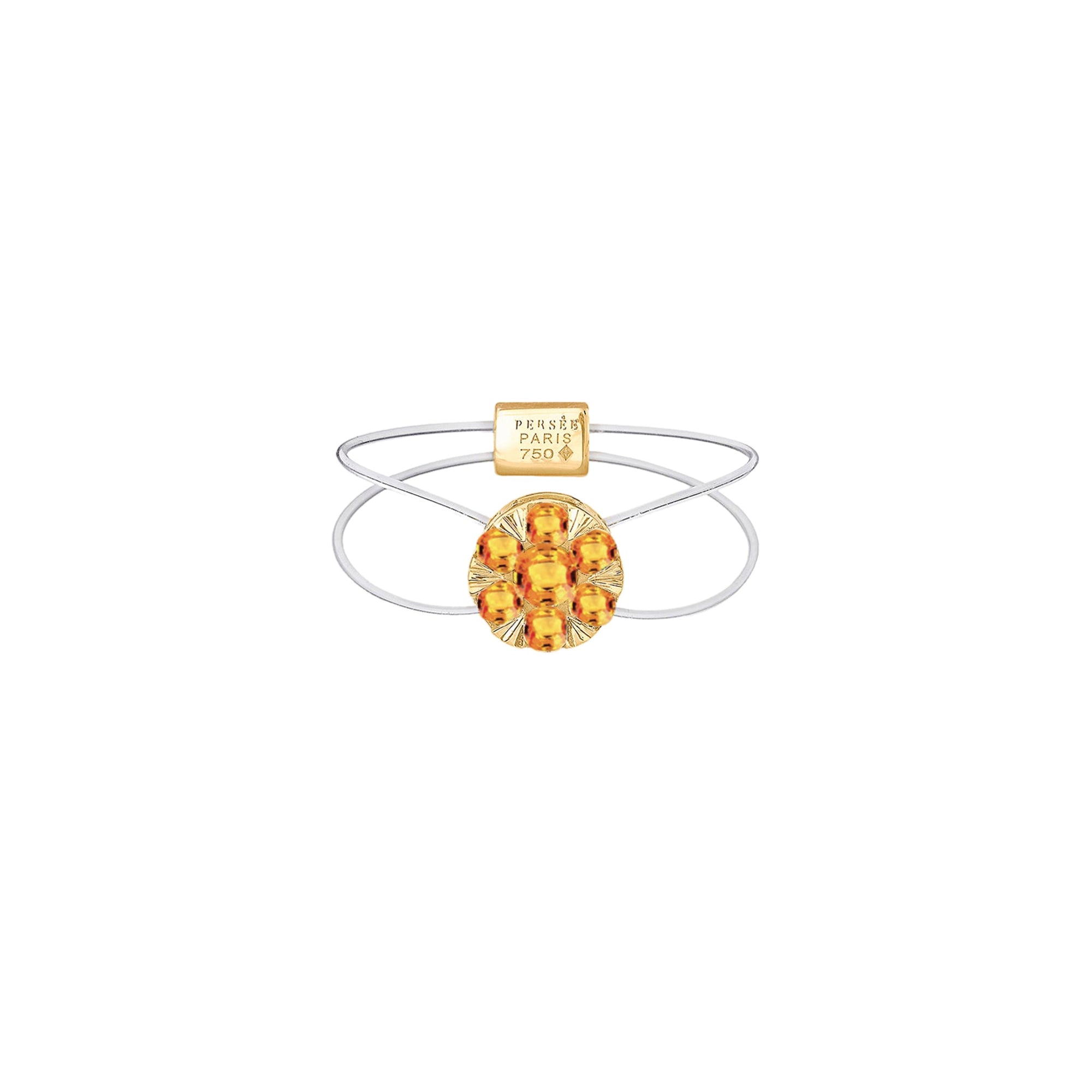 Bague Floating pavée de citrines - Or Jaune