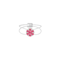 Bague Floating sertie de saphirs roses - Or Blanc