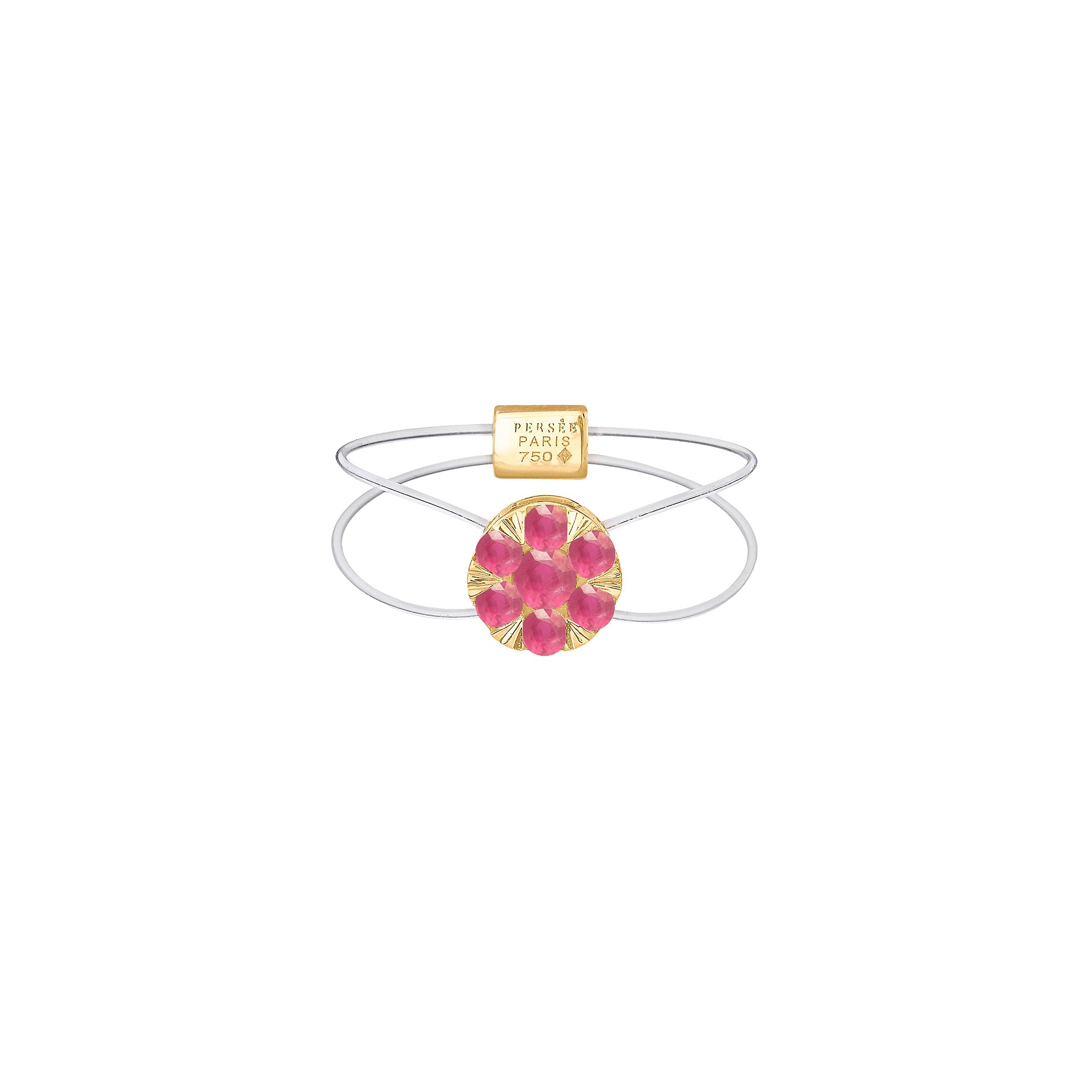 Bague Floating sertie de saphirs roses - Or Jaune