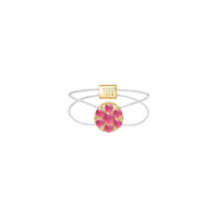 Bague Floating pavée de saphirs roses - Or Jaune
