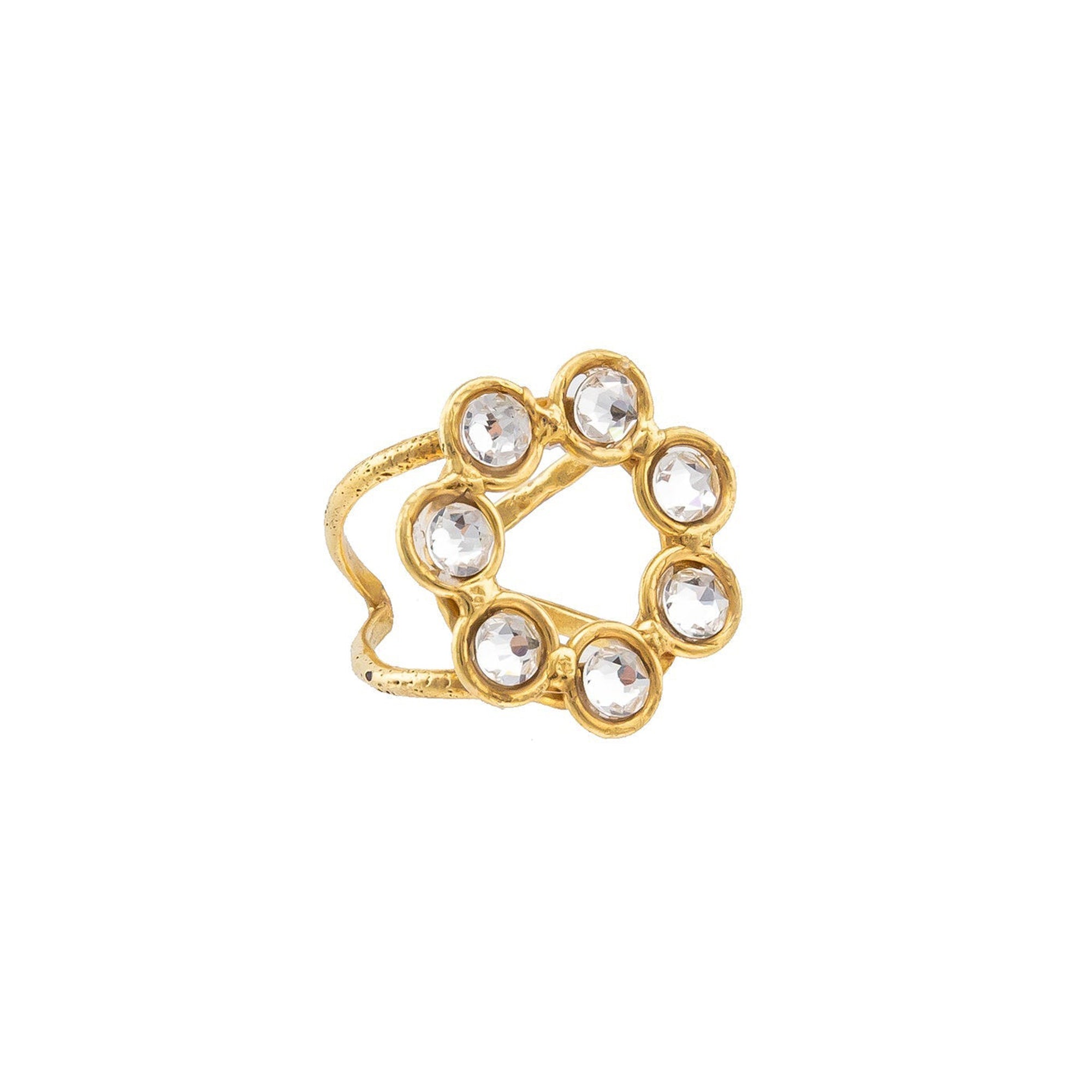 Bague Daisy dorée à l'or fin et Crystal - Transparent