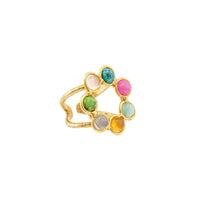 Bague Daisy dorée à l'or fin et multipierres - Multicolore