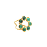 Bague Daisy dorée à l'or fin et Malachite - Vert