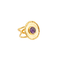 Bague Medaille dorée à l'or fin et Améthyste - Amethydt