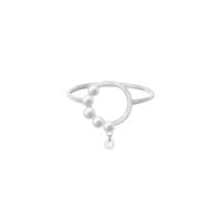 Bague Aphrodite cercle orné de perles & serti d’un diamant - Or Blanc