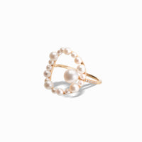 Bague Aphrodite cercle orné de perles & pavé de diamants - Or Jaune