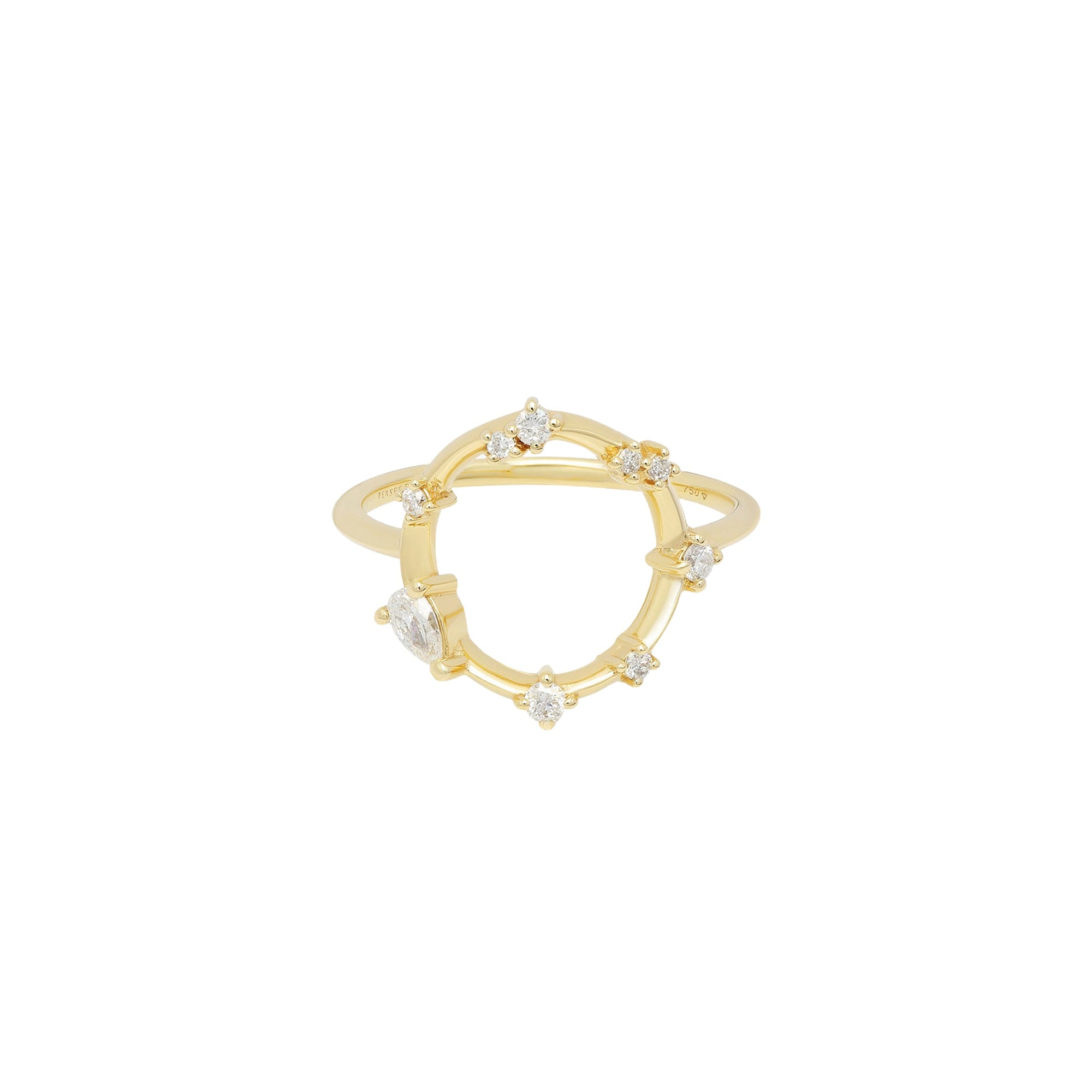 Bague de mariage Danaé cercle serti de diamants incurvé - Or Jaune