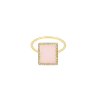 2qty RELIQUAT 480€/ QTY IN : 3-QTY OUT : 1- ST : 33% // Bague forme rectangulaire en opale rose pavé diamant -Jaune