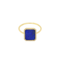 1qty RELIQUAT 450€/ QTY IN : 2-QTY OUT : 1- ST : 50% // Bague forme octogonale en lapis pave diamant -Jaune