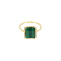 Bague Iris octogonale en malachite pavée de diamants - Or Jaune