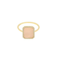 1qty RELIQUAT 480€/ QTY IN : 1-QTY OUT : 0- ST : 0% // Bague forme octogonale en nacelle rose pavé diamant -Jaune