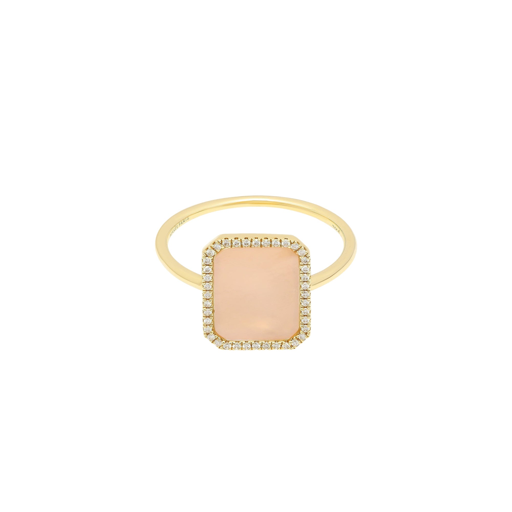 1qty RELIQUAT 480€/ QTY IN : 1-QTY OUT : 0- ST : 0% // Bague forme octogonale en nacelle rose pavé diamant -Jaune