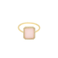 3qty RELIQUAT 480€/ QTY IN : 2-QTY OUT : 0- ST : 0% // Bague forme octogonale en opale rose pavé diamant -Jaune