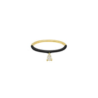 1qty RELIQUAT 595€/ QTY IN : 1-QTY OUT : 0- ST : 0% // Bague émail noir, diamant taille poire-Jaune