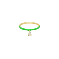 2qty RELIQUAT 595€/ QTY IN : 2-QTY OUT : 0- ST : 0% // Bague émail vert, diamant taille poire-Jaune