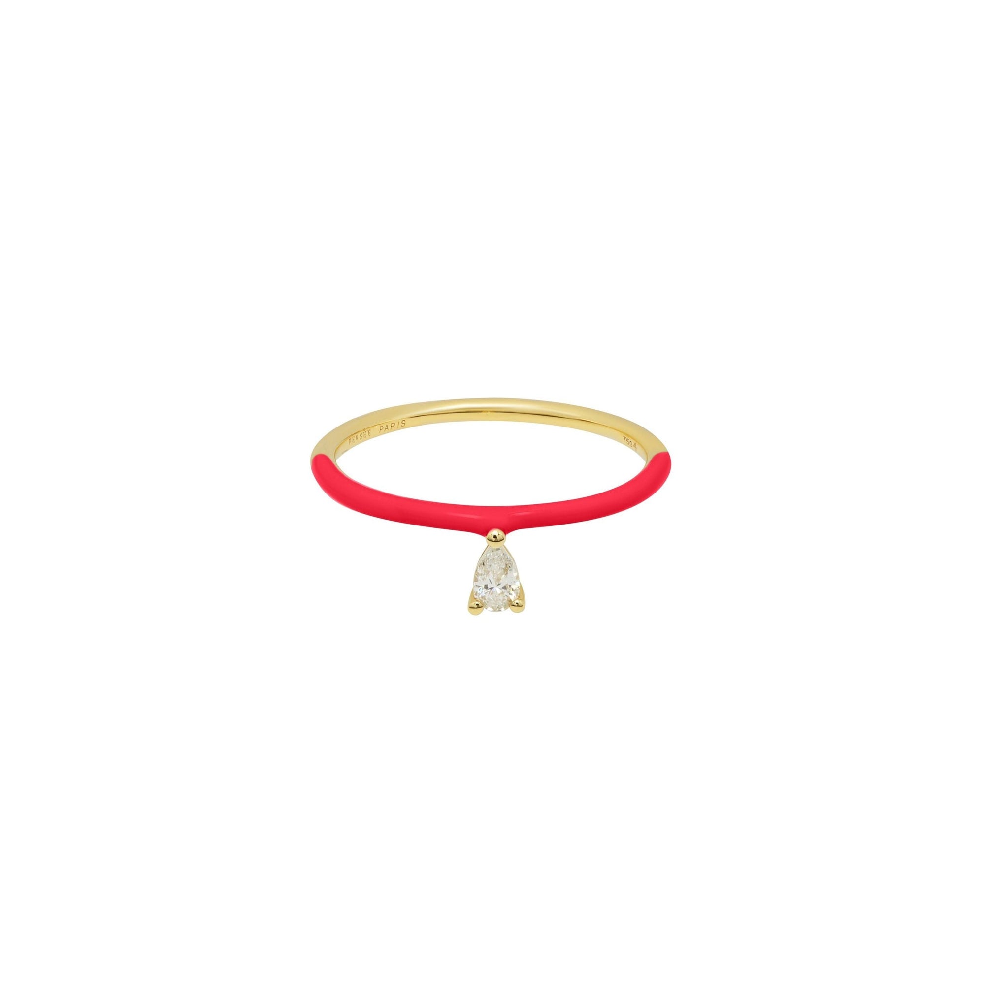 Bague Enamel sertie d'un diamant - Or Jaune & Rose