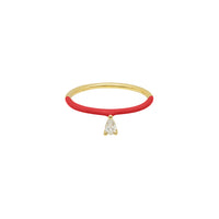Bague Enamel sertie d'un diamant - Or Jaune & Rouge