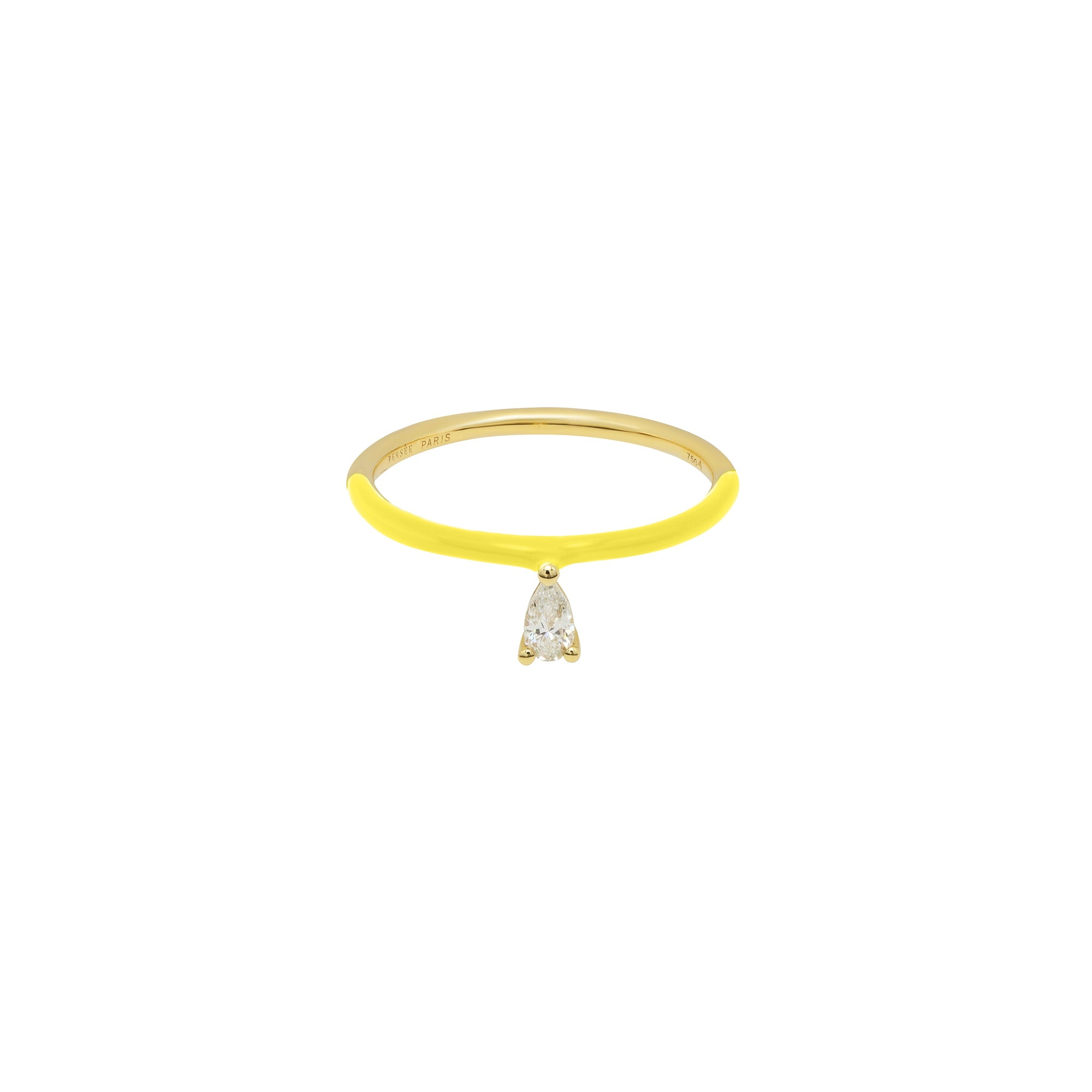 Bague Enamel sertie d'un diamant - Or Jaune & Jaune