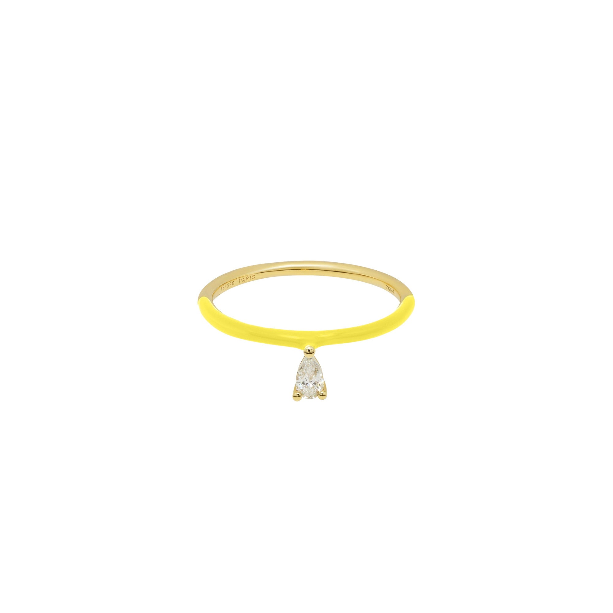 Bague Enamel sertie d'un diamant - Or Jaune & Jaune