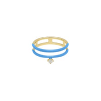 1qty RELIQUAT 450€/ QTY IN : 1-QTY OUT : 0- ST : 0% // Bague double anneau, émail bleu, diamant-Jaune