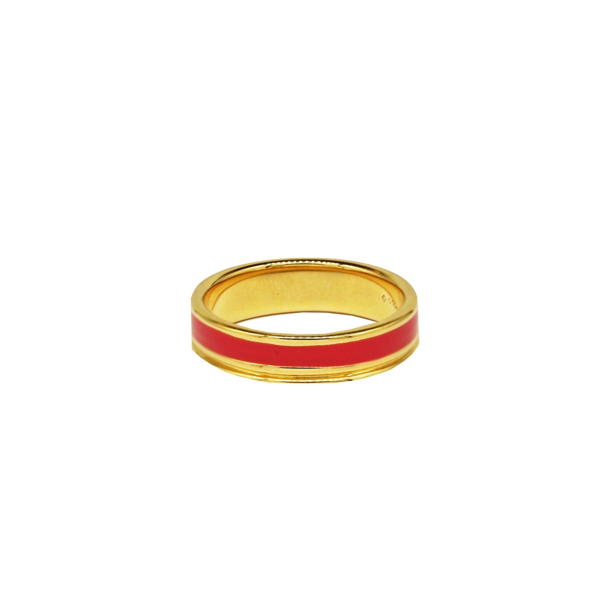 2qty RELIQUAT 795€/ QTY IN : 2-QTY OUT : 0- ST : 0% // Bague Milti anneau, émail rouge-Jaune