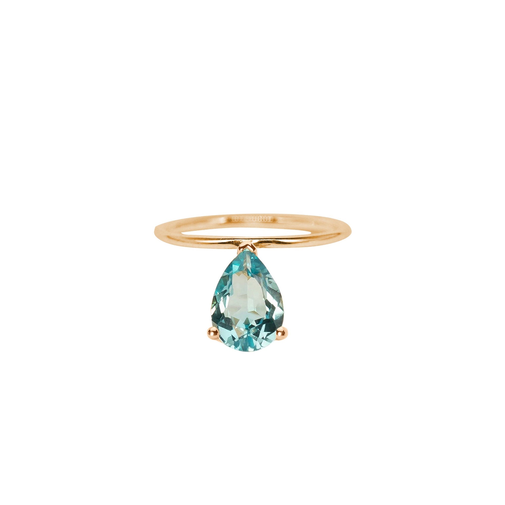 Bague Birthstone sertie d'une topaze bleue - Or Rose