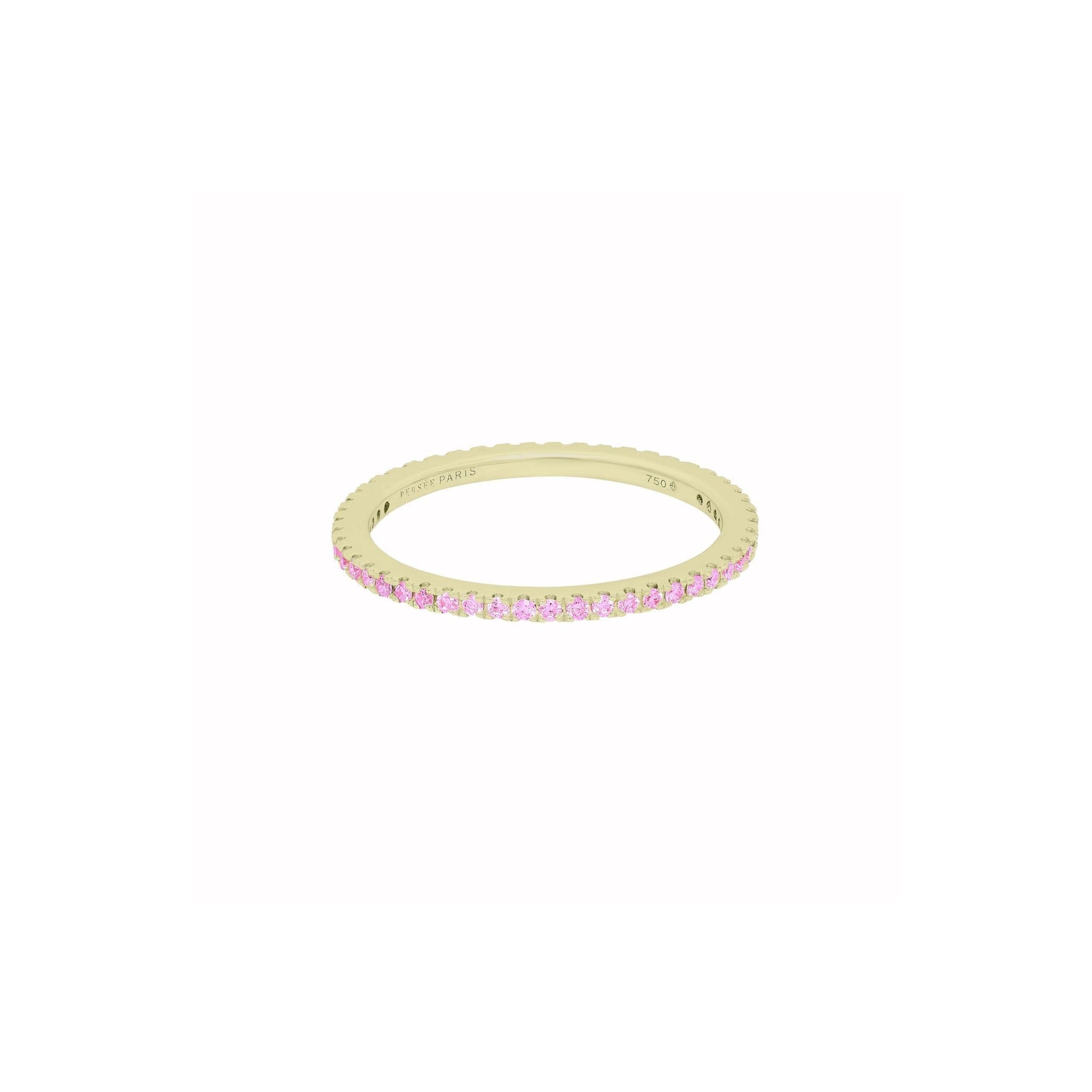 Bague Birthstone pavée de tourmalines roses - Or Jaune
