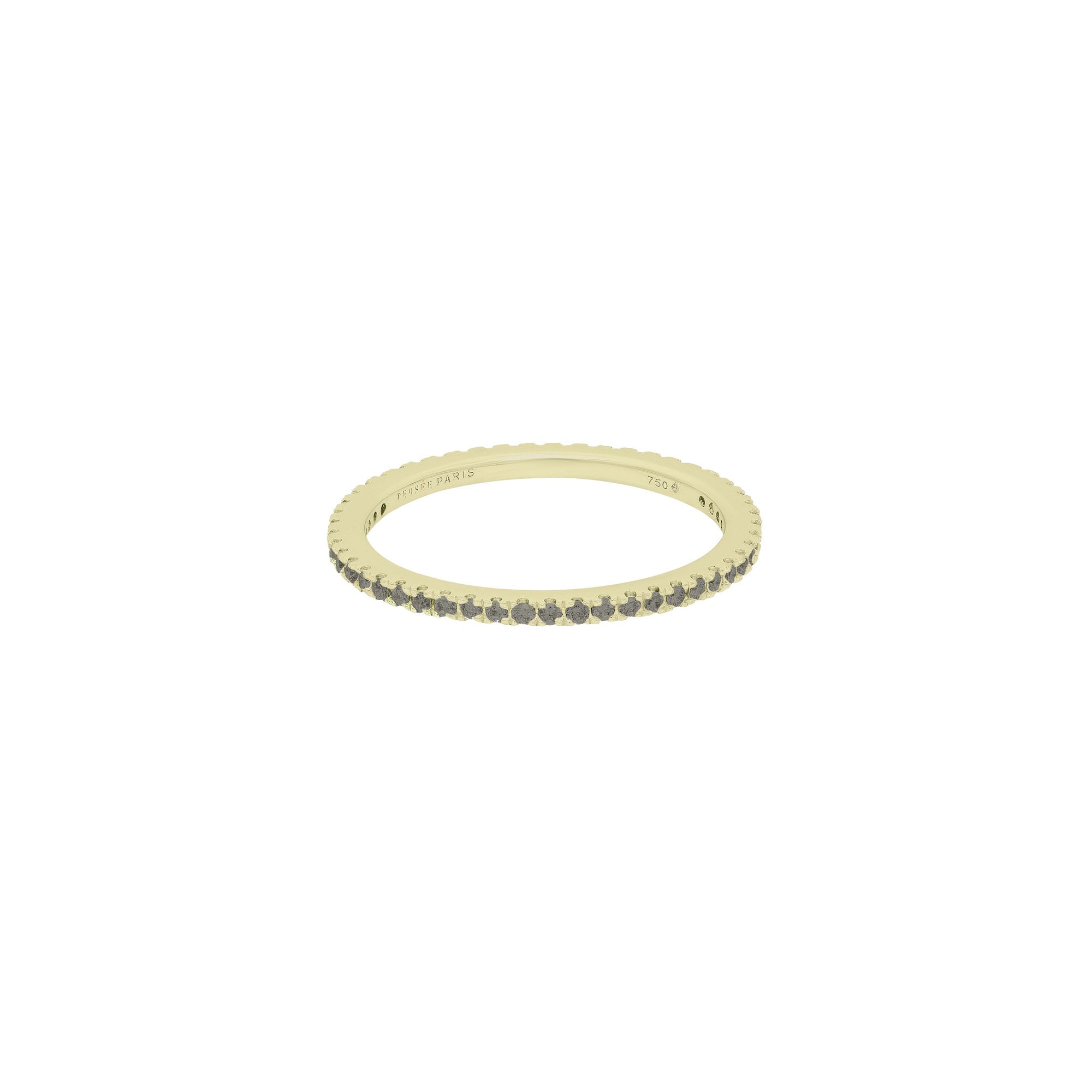 Bague Birthstone pavée de quartz fumé - Or Jaune