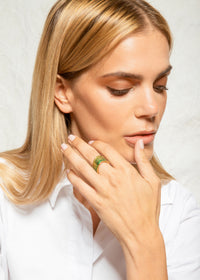 Bague Flow dorée à l'or fin - Vert