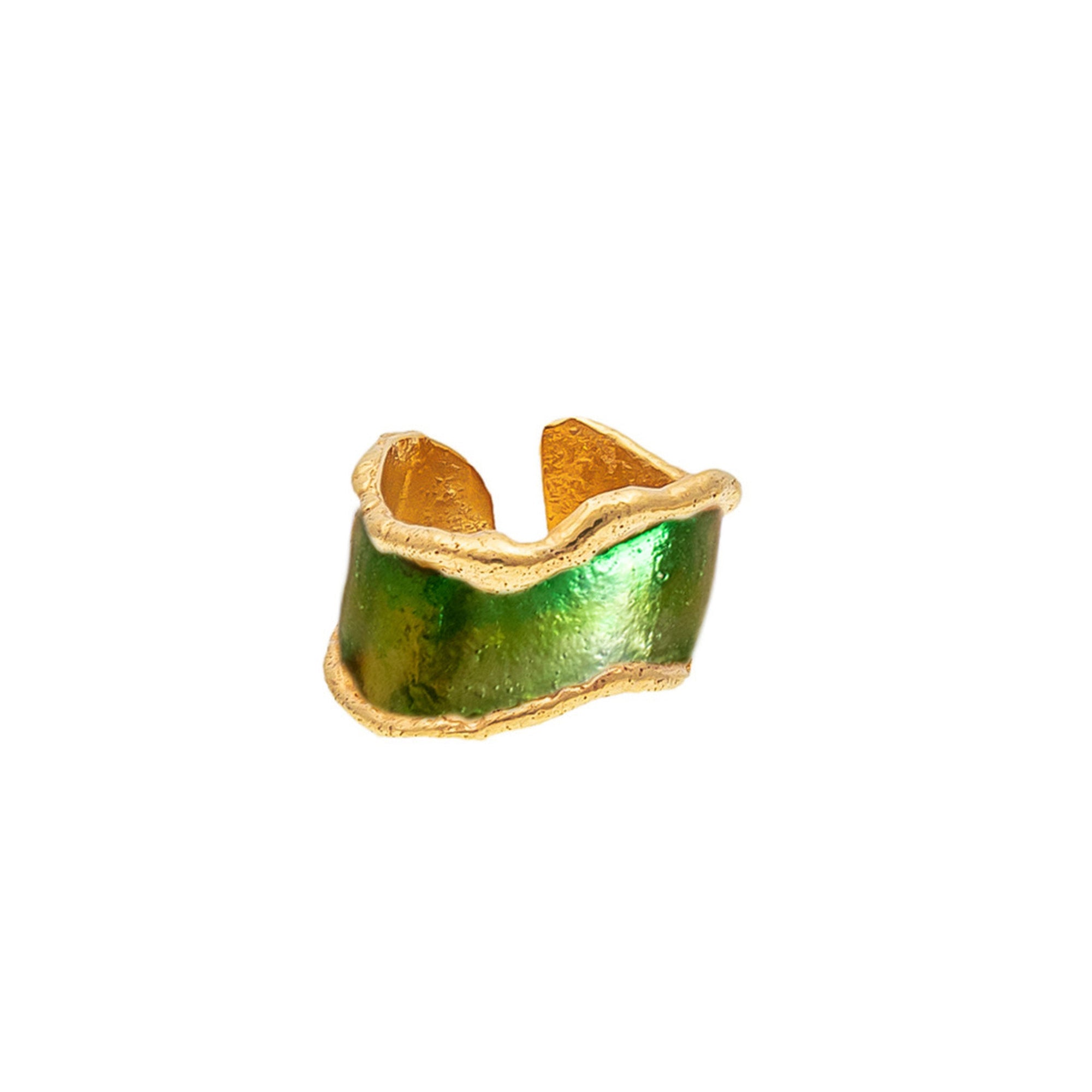 Bague Flow dorée à l'or fin - Vert