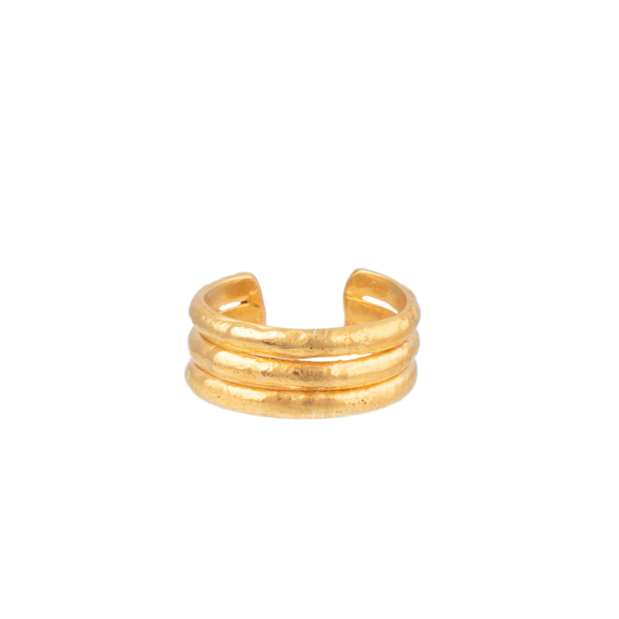 Bague Stripes dorée à l'or fin - Doré