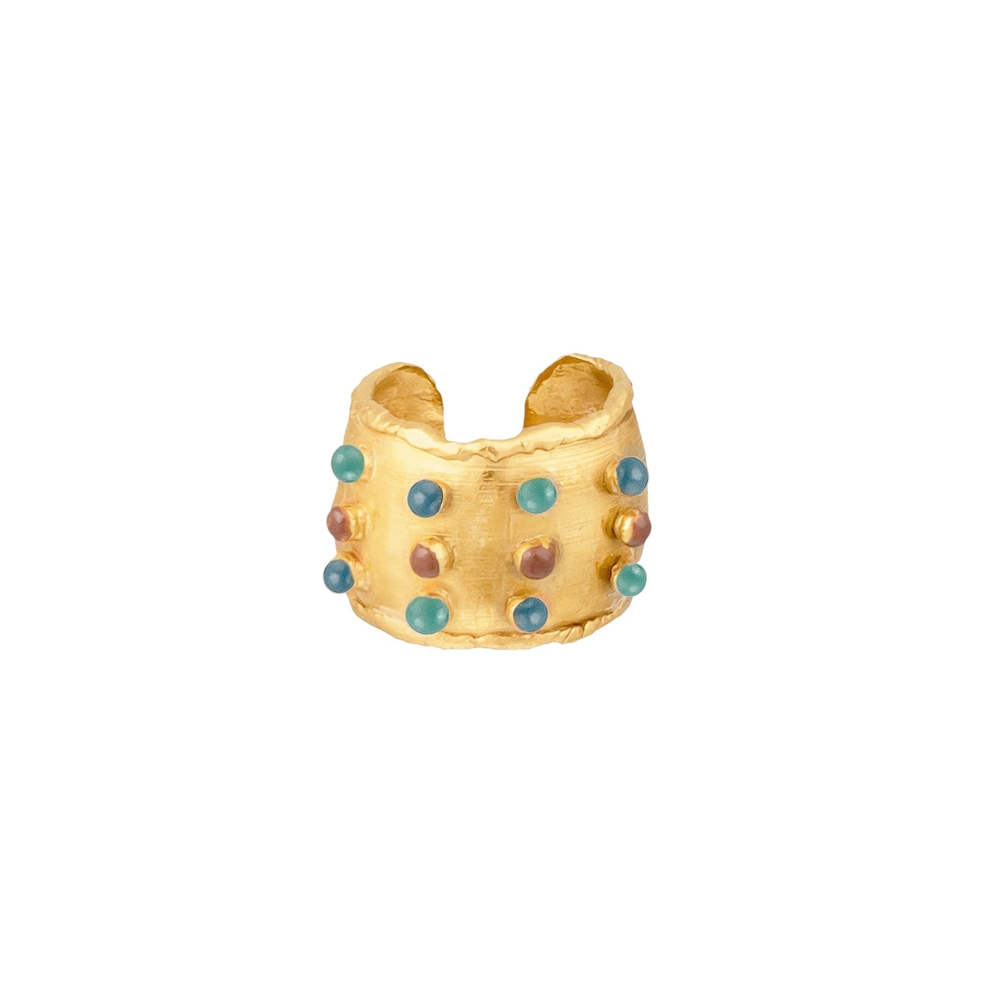 Bague Dune dorée à l'or fin et émail - Vert