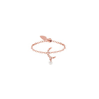Bague Séléné chaînette Lune sertie de diamants - Or Rose