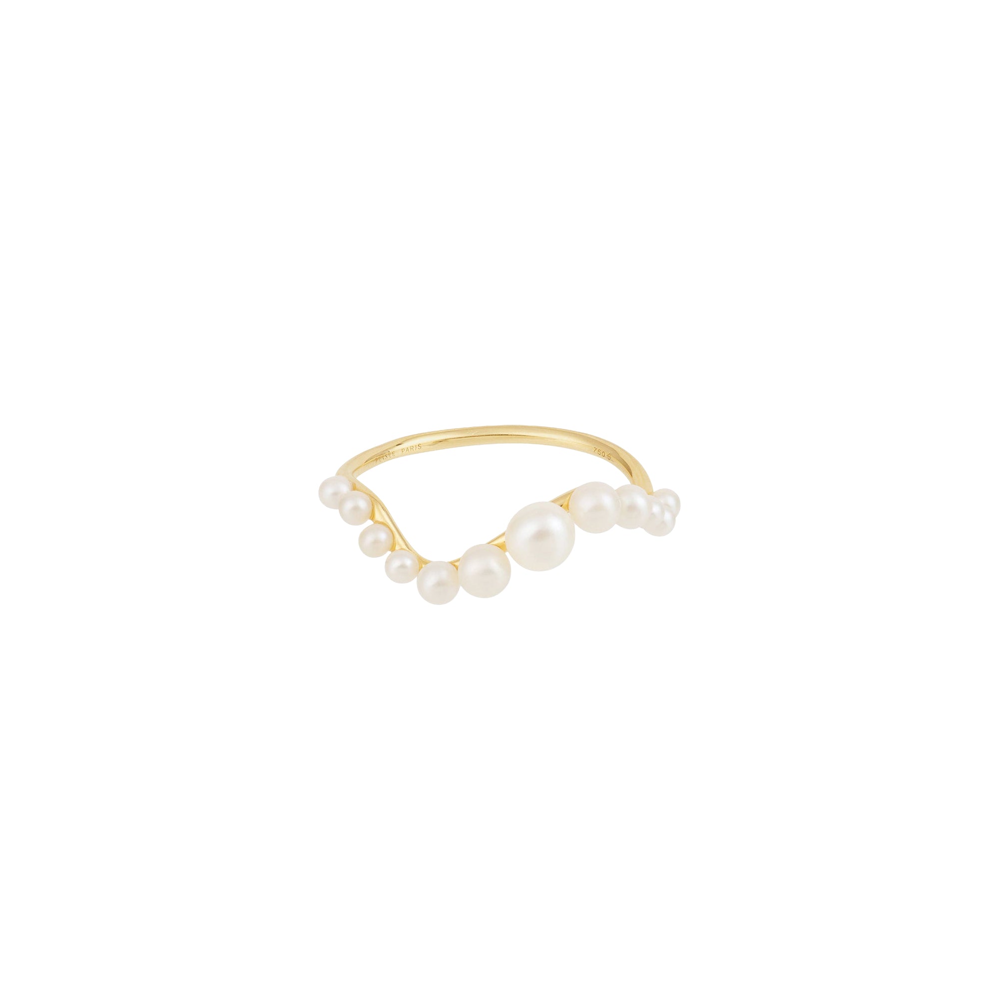 Bague Aphrodite Wave ornée de perles - Or Jaune