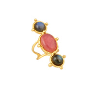 Bague Cléo dorée à l'or fin et multipierres - Rose & Gris