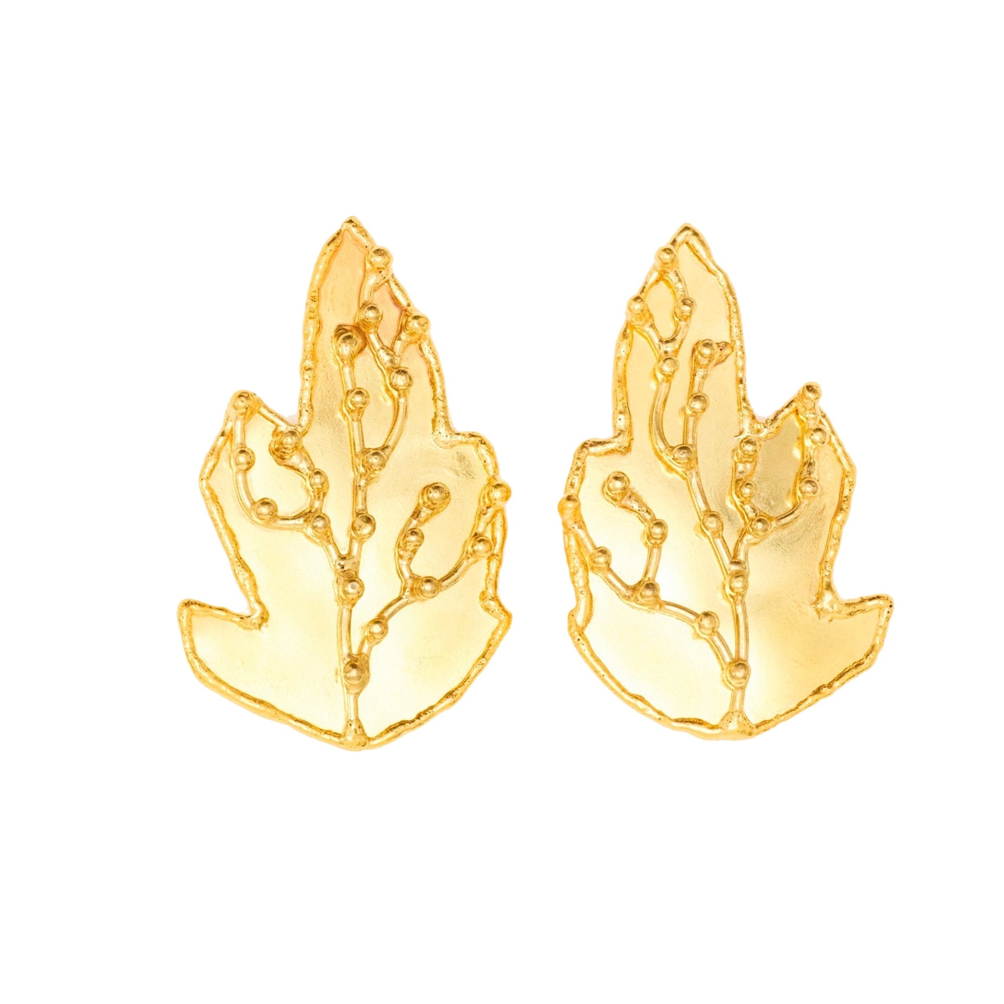 Boucles d'oreilles à clips Botanica dorées à l'or fin - Doré