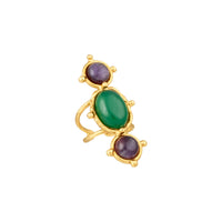 Bague Cléo dorée à l'or fin et multipierres - Vert & Violet