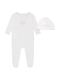 Ensemble pyjama bonnet et doudou en coton - Off White