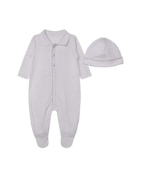 Cotton pyjama and bonnet set - Pearl Grey
