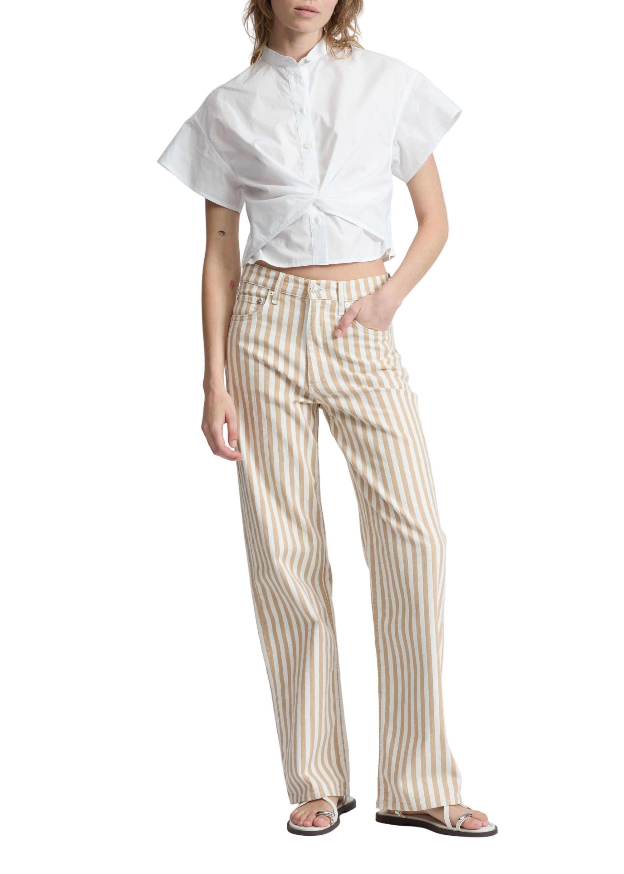 Blouse drapée Gretchen en coton - Blanc