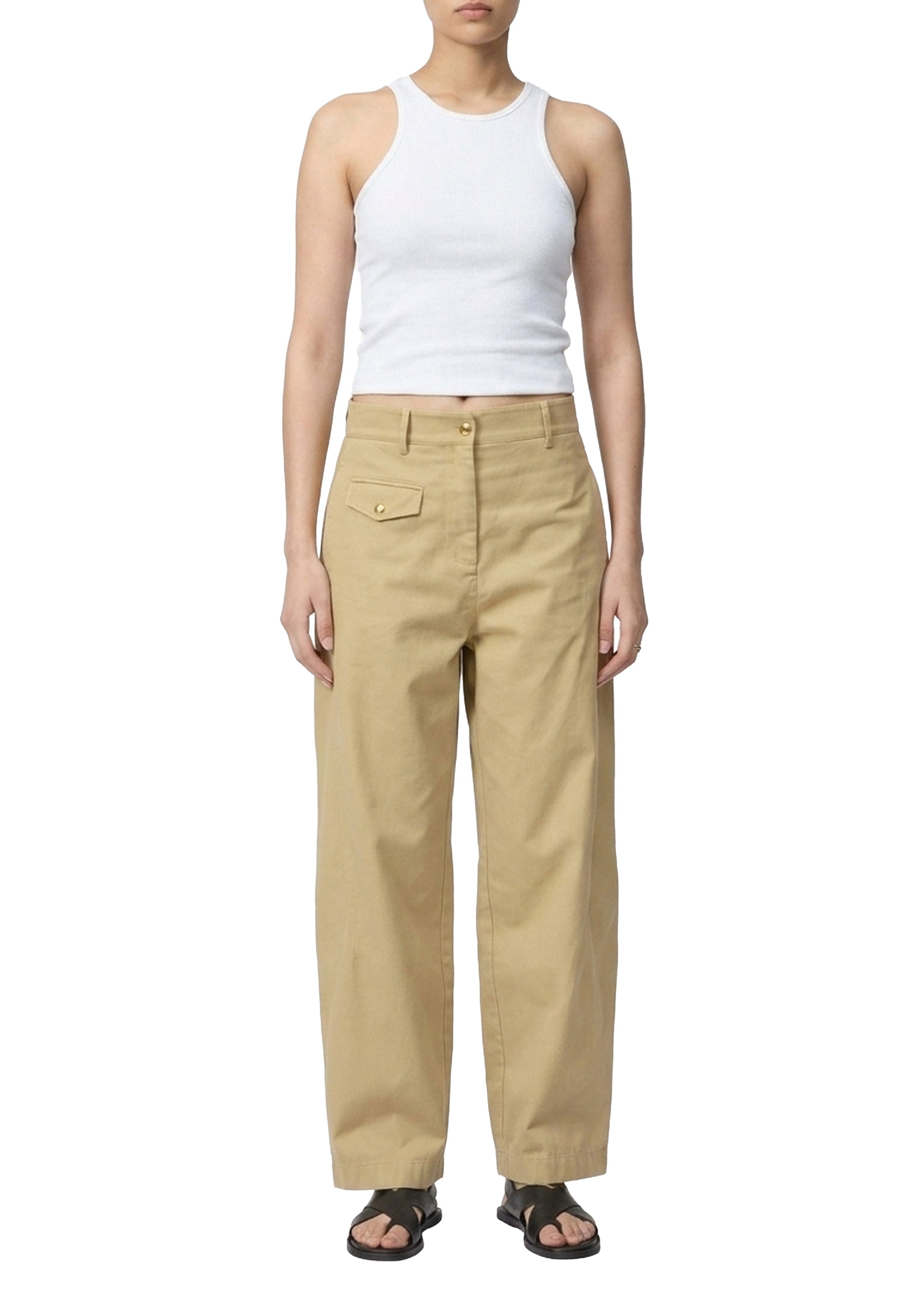 Renata barrel trousers in cotton - Beige