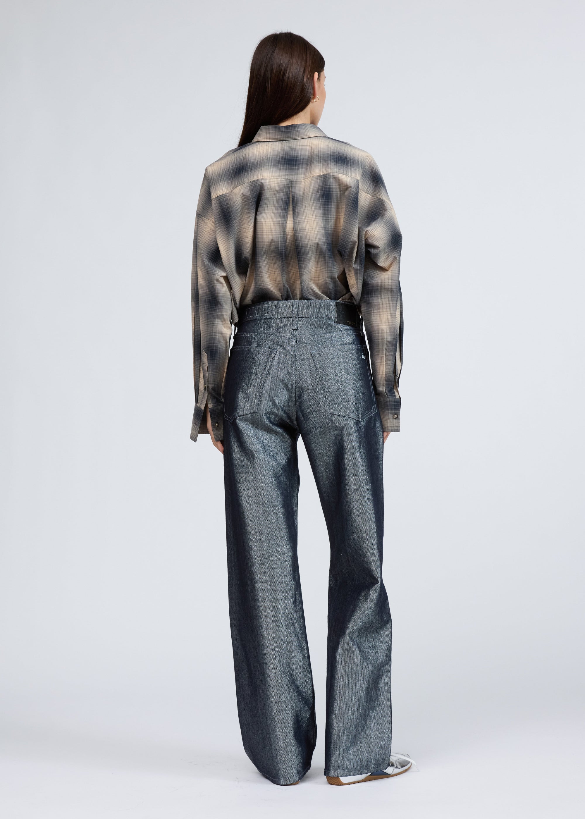 Pantalon wide leg Logan en denim - Indigo Lurex