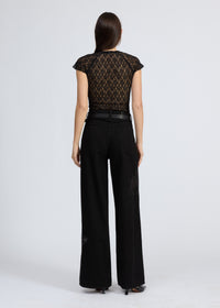 Pantalon wide leg Sofie en denim - Noir