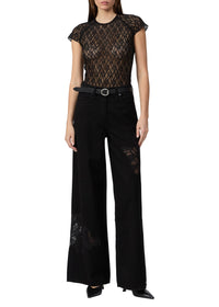 Pantalon wide leg Sofie en denim - Noir