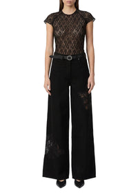 Sofie wide-leg denim trousers - Black