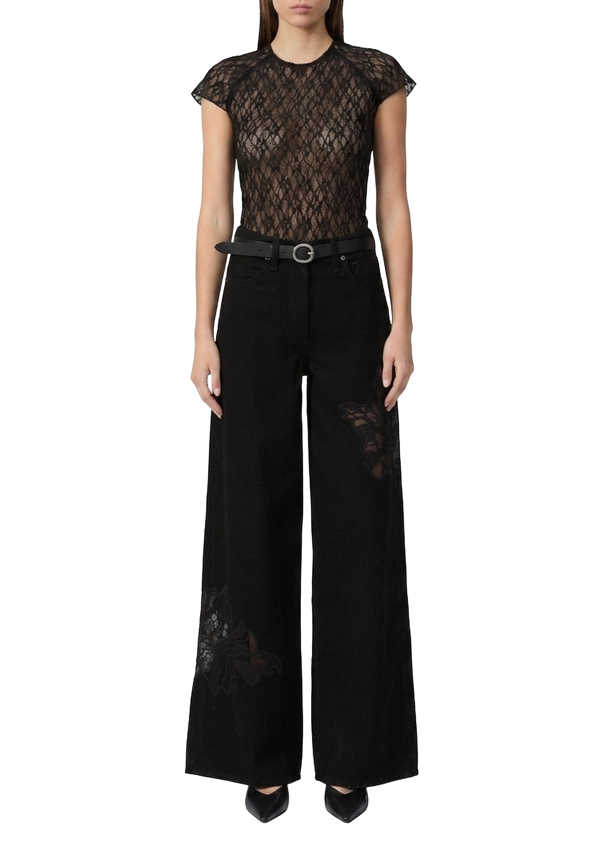 Sofie wide-leg denim trousers - Black