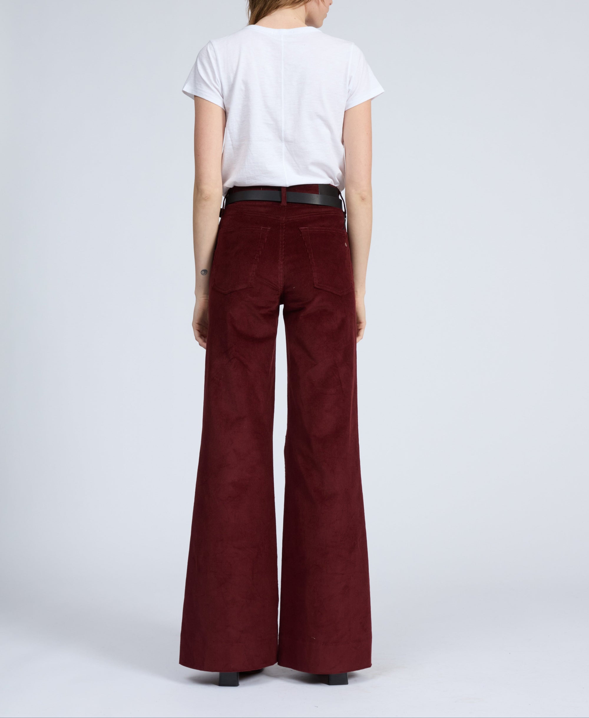 Pantalon droit Skylar en velours - Burgundy
