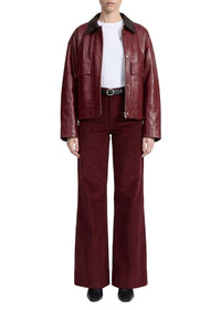 Skylar straight-leg velvet trousers - Burgundy