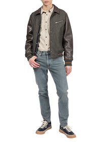 Veste Jeremy en cuir et laine - Marron